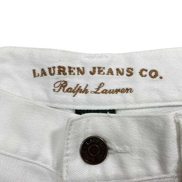 Lauren Jean Co.  Ralph Lauren 2 White Denim Jeans Cotton‎ Blend Classic Midcalf - Picture 3 of 7